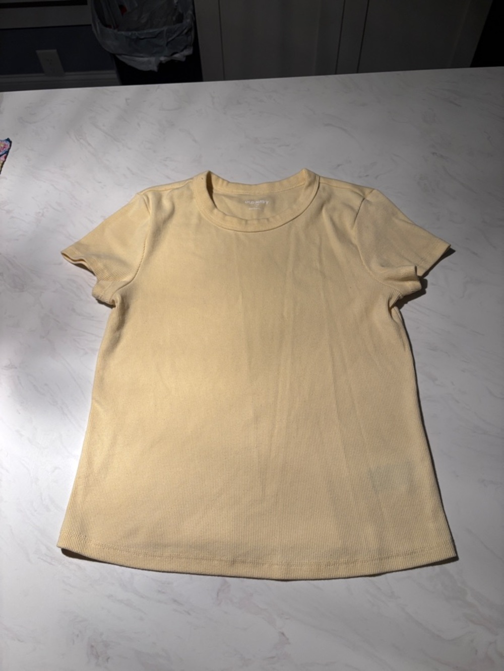 Lot of 3 Old Navy Ribbed Women’s Crewneck Tee - Pale Yellow, white, gray
